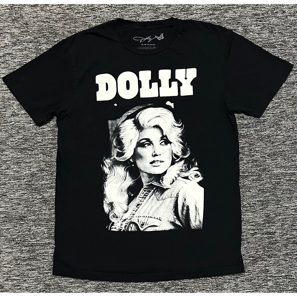 Dolly Parton Graphic T-Shirt Mens Medium Black Cotton Country Music Portrait Tee